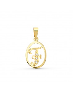 18K COLGANTE ORO AMARILLO LETRA F CON CIRCONITAS