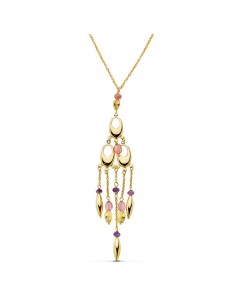 18K COLLAR CADENITA Y PIEDRA ORO AMARILLO