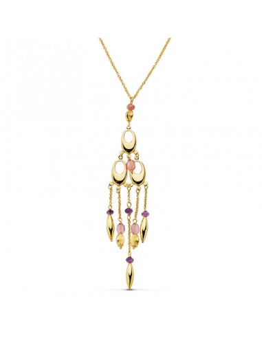18K COLLAR CADENITA Y PIEDRA ORO AMARILLO