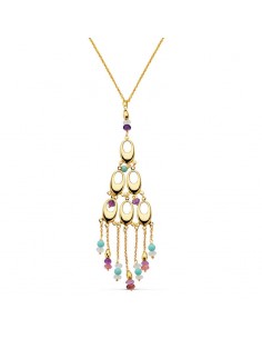 18K COLLAR PIEDRAS ORO AMARILLO 42CM