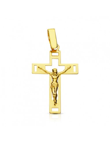 18K CRUZ CON CRISTO CALADA. 25 X 15 MM.