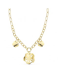 18K COLLAR CADENA Y FLOR ORO AMARILLO 42CM