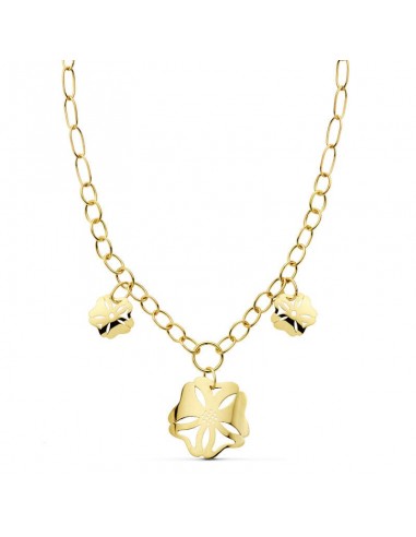 18K COLLAR CADENA Y FLOR ORO AMARILLO 42CM
