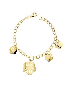 18K PULSERA CADENA Y FLOR ORO AMARILLO 18CM