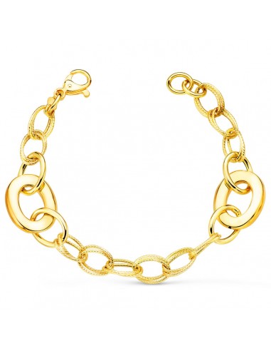 18K PULSERA ORO AMARILLO ESLABONES HUECOS ANCHO 16 MM LARGO 20CM PESO 8.90 GR