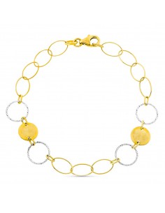 18K PULSERA ORO BICOLOR CIRCULOS ANCHO 9 MM LARGO 18CM