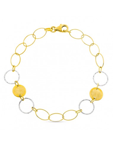 18K PULSERA ORO BICOLOR CIRCULOS ANCHO 9 MM LARGO 18CM