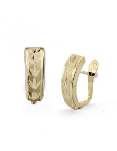 18K PENDIENTES LAPIDADOS ORO AMARILLO 14X5 MM CIERRE CATALÁN