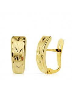 18K PENDIENTES ORO AMARILLO LAPIDADOS 12X5 MM CIERRE CATALÁN