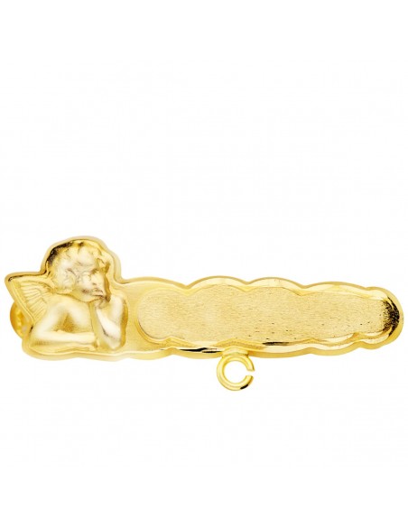 18K ALFILER ORO AMARILLO ANGELITO TALLADO. 28 X 8 MM.