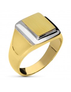18K SELLO ORO BICOLOR MACIZO CABALLERO CUADRADO. ZONA GRABADO: 12X12 MM