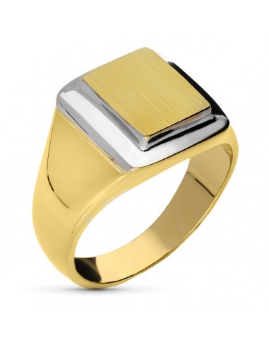 18K SELLO ORO BICOLOR MACIZO CABALLERO CUADRADO. ZONA GRABADO: 12X12 MM