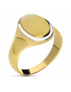 18K SELLO ORO BICOLOR CABALLERO MACIZO OVAL. ZONA GRABADO: 15 5 X 12MM