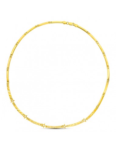 18K GARGANTILLA ORO AMARILLO MATE Y BRILLO CON CIRCONITA Y TRAMOS TALLADOS 45CM