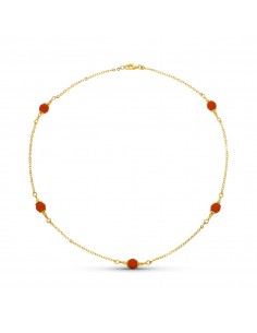 18K GARGANTILLA ORO AMARILLO Y CORALINA 7 MM LONGITUD 50CM