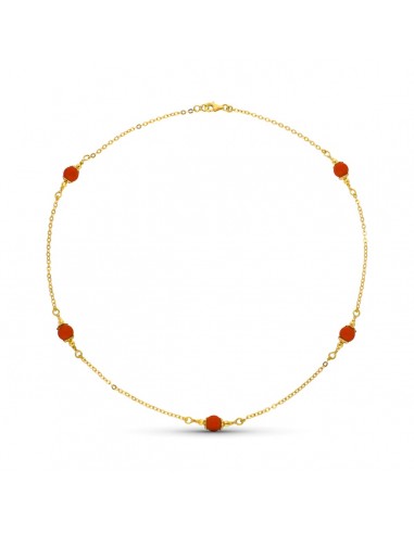 18K GARGANTILLA ORO AMARILLO Y CORALINA 7 MM LONGITUD 50CM