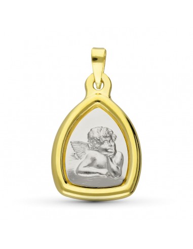 18K MEDALLA ORO AMARILLO ORO BICOLOR ANGEL BURLON. 24X16 MM