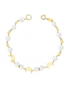 18K PULSERA COMUNION PERLA 5MM. 17 CM.