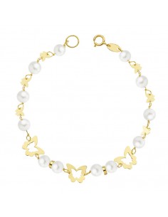 18K PULSERA COMUNION PERLA 5,5MM. 17 CM.
