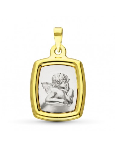 18K MEDALLA ORO AMARILLO ORO BICOLOR ANGEL BURLON. 23X16 MM