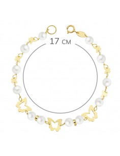 18K PULSERA COMUNION PERLA 5,5MM. 17 CM. 2