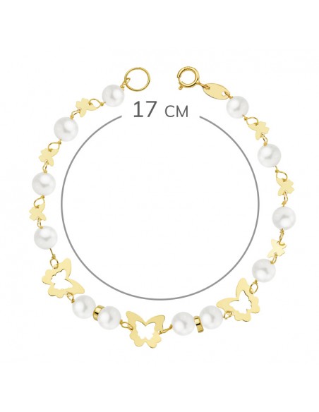 18K PULSERA COMUNION PERLA 5,5MM. 17 CM.