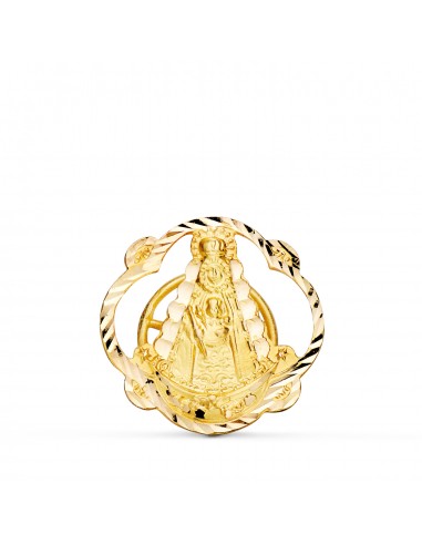 18K INSIGNIA SOLAPA ORO AMARILLO VIRGEN DEL ROCIO TALLADA 20X20 MM