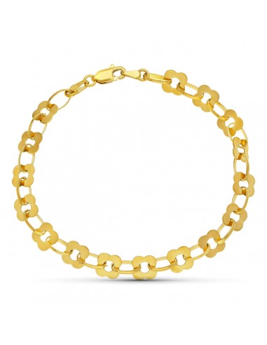 18K PULSERA ORO AMARILLO FLORES 19CM ANCHO 7 MM