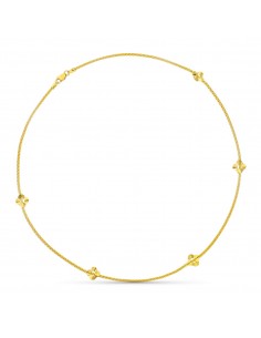 18K COLLAR ORO AMARILLO FLORES Y CADENA REDONDA ESPIGA 45CM