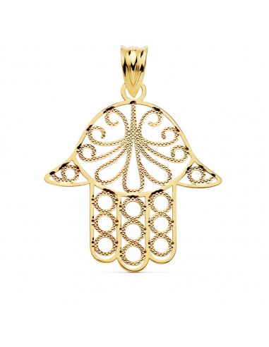 18K COLGANTE AMULETO MANO DE FATIMA ORO AMARILLO 24X19 MM