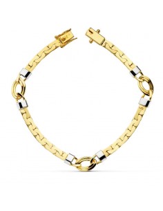 18K PULSERA BICOLOR 19.5 CM 4 MM