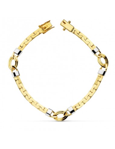 18K PULSERA BICOLOR 19.5 CM 4 MM