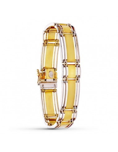 18K PULSERA ORO BICOLOR MATE Y BRILLO HOMBRE LONGITUD 19CM ANCHO 8 MM