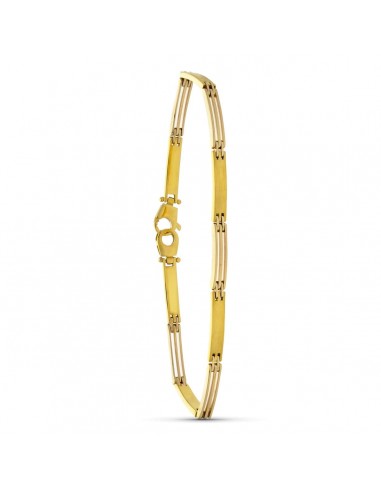 18K PULSERA ORO BICOLOR BARRAS MATE LONGITUD 19CM ANCHO 5 MM
