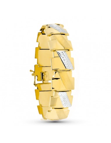 18K PULSERA ORO BICOLOR ESTAMPACION 19.5 CM