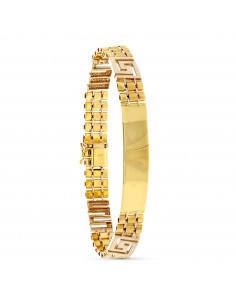 18K PULSERA ESCLAVA HOMBRE ORO AMARILLO HUECA 22 CM ANCHO 10 MM