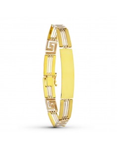 18K PULSERA ESCLAVA ORO BICOLOR CABALLERO 19CM ANCHO 10 MM