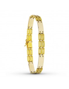 18K PULSERA ORO BICOLOR CABALLERO LONGITUD 19CM ANCHO 8 MM