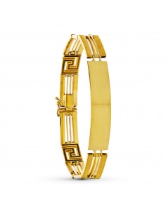 18K PULSERA ESCLAVA ORO BICOLOR HUECA 21.5 CM ANCHO 10 MM