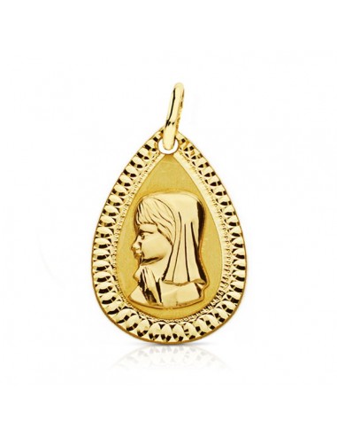 18K MEDALLA VIRGEN NIÑA LAGRIMA. 20 X 13 MM.