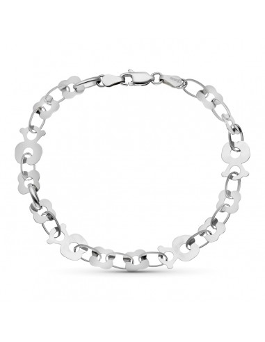 18K PULSERA ORO BLANCO ESLABONES OSOS 19CM