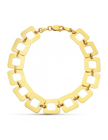 18K PULSERA ORO AMARILLO ESLABONES CUADRADOS 19CM ANCHO 12 MM