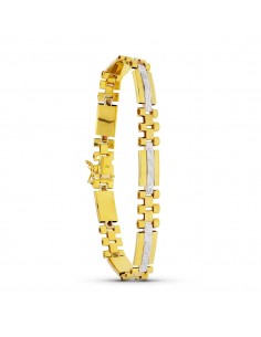 18K PULSERA ORO BICOLOR CABALLERO 19CM ANCHO 8 MM