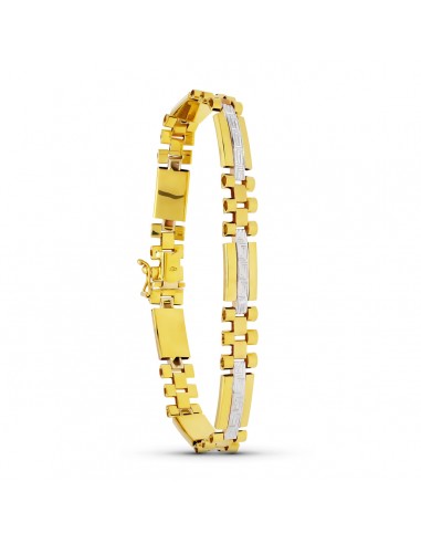 18K PULSERA ORO BICOLOR CABALLERO 19CM ANCHO 8 MM