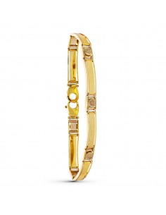 18K PULSERA ORO BICOLOR CABALLERO GRECA 19CM ANCHO 8 MM