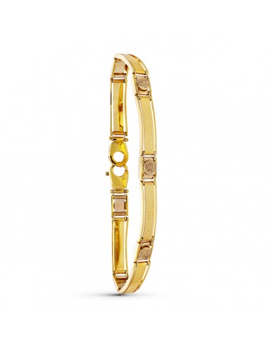 18K PULSERA ORO BICOLOR CABALLERO GRECA 19CM ANCHO 8 MM