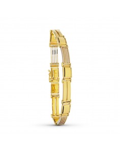 18K PULSERA ORO AMARILLO CABALLERO MATE BRILLO 20CM ANCHO 8 MM