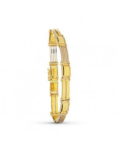 18K PULSERA ORO AMARILLO CABALLERO MATE BRILLO 20CM ANCHO 8 MM