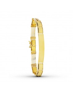 18K ESCLAVA ORO BICOLOR  MATE BRILLO 22CM