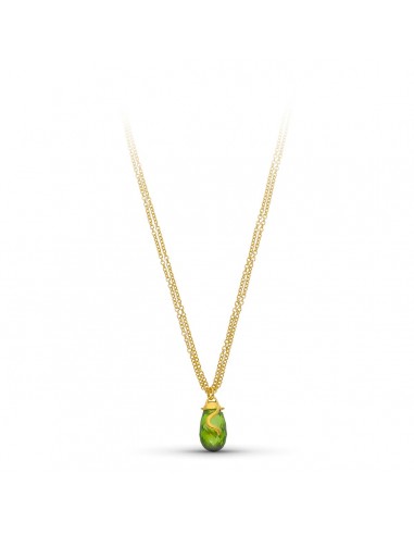 18K GARGANTLLA ORO AMARILLO PIEDRA VERDE 45CM